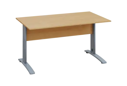 EPK 28 - 14 stůl kancelářský, kovová podnož stříbrná, deska 25 mm, široký 1400 mm, javor horský